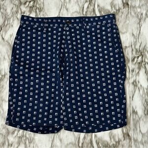 Lands' End Navy Blue Shorts White Boat Flags Preppy Cape Cod Coastal Town